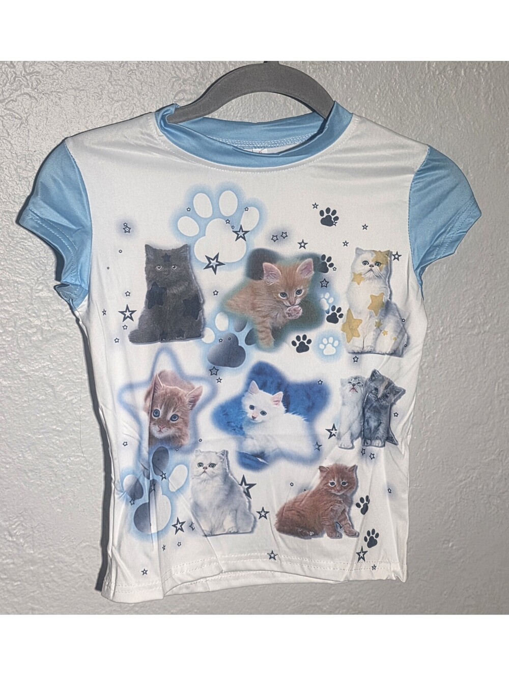 Kids Unbranded Top Size S Multi Color Cats Short Sleeve
